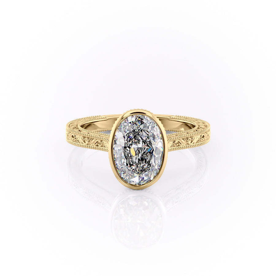 The Bezel Sierra Set With A 2 Carat Oval Moissanite