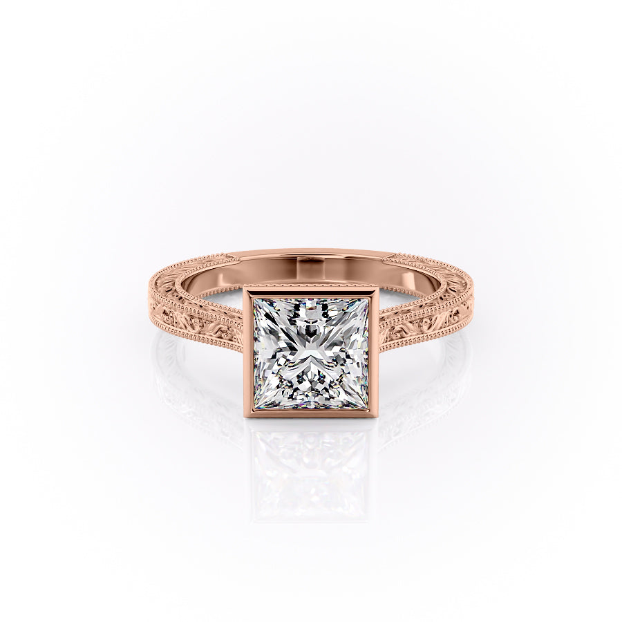 The Bezel Sierra Set With A 2.5 Carat Princess Moissanite