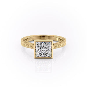 The Bezel Sierra Set With A 4 Carat Princess Moissanite