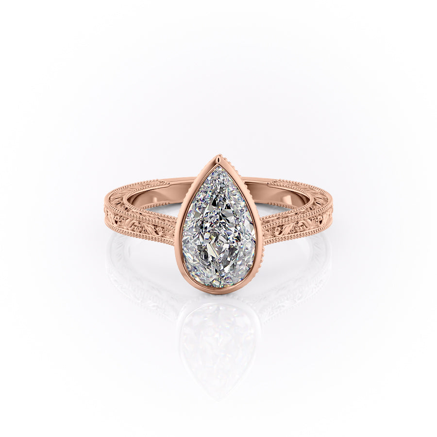 The Bezel Sierra Set With A 3 Carat Pear Moissanite