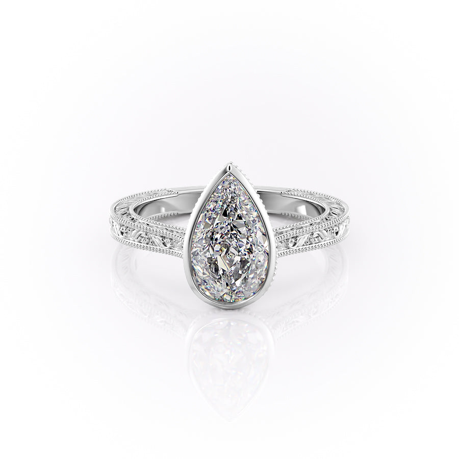 The Bezel Sierra Set With A 3 Carat Pear Moissanite
