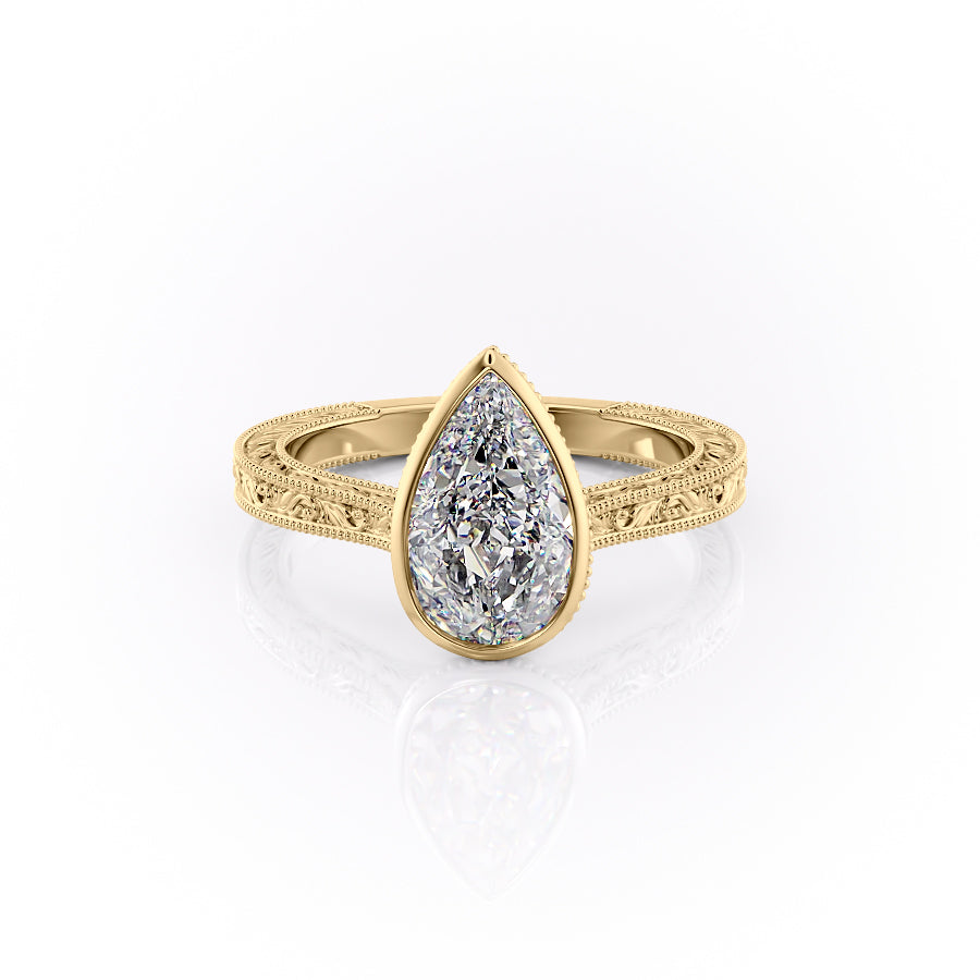 The Bezel Sierra Set With A 3 Carat Pear Moissanite