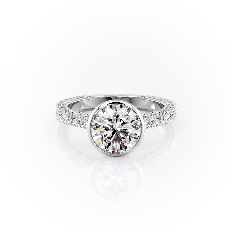 The Bezel Sierra Set With A 2 Carat Round Moissanite