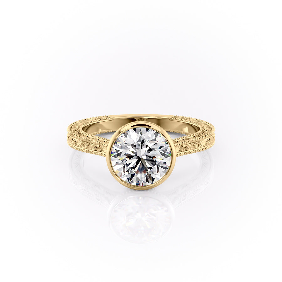The Bezel Sierra Set With A 2 Carat Round Moissanite
