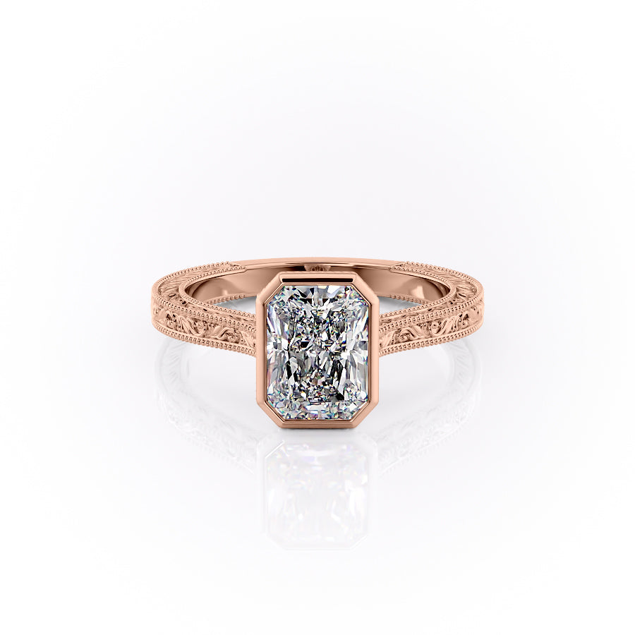The Bezel Sierra Set With A 1.5 Carat Radiant Moissanite