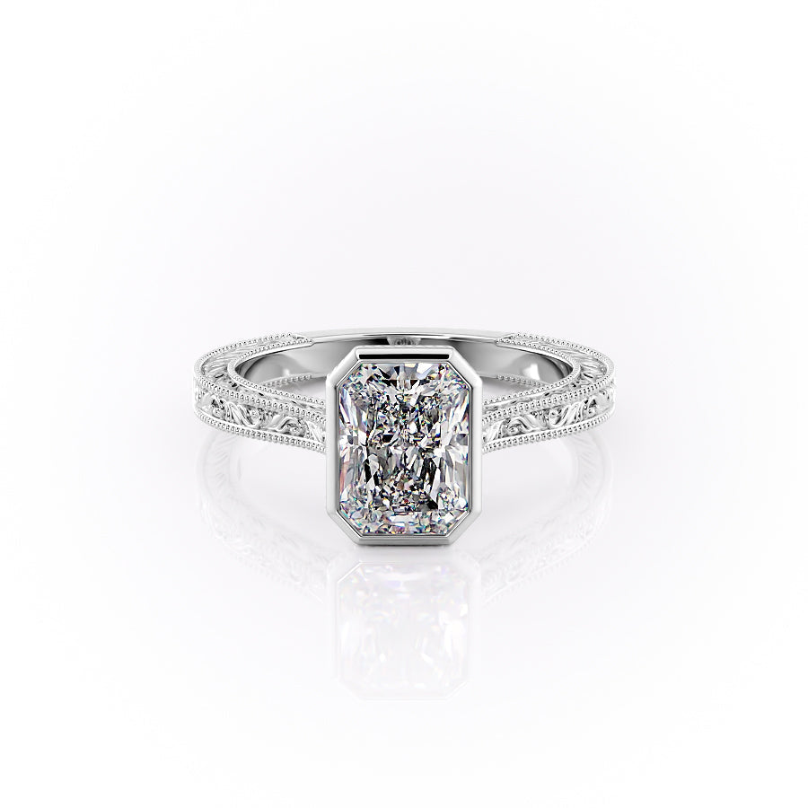 The Bezel Sierra Set With A 4.5 Carat Radiant Moissanite