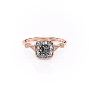 The Bezel Amber Set With A Cushion Moissanite