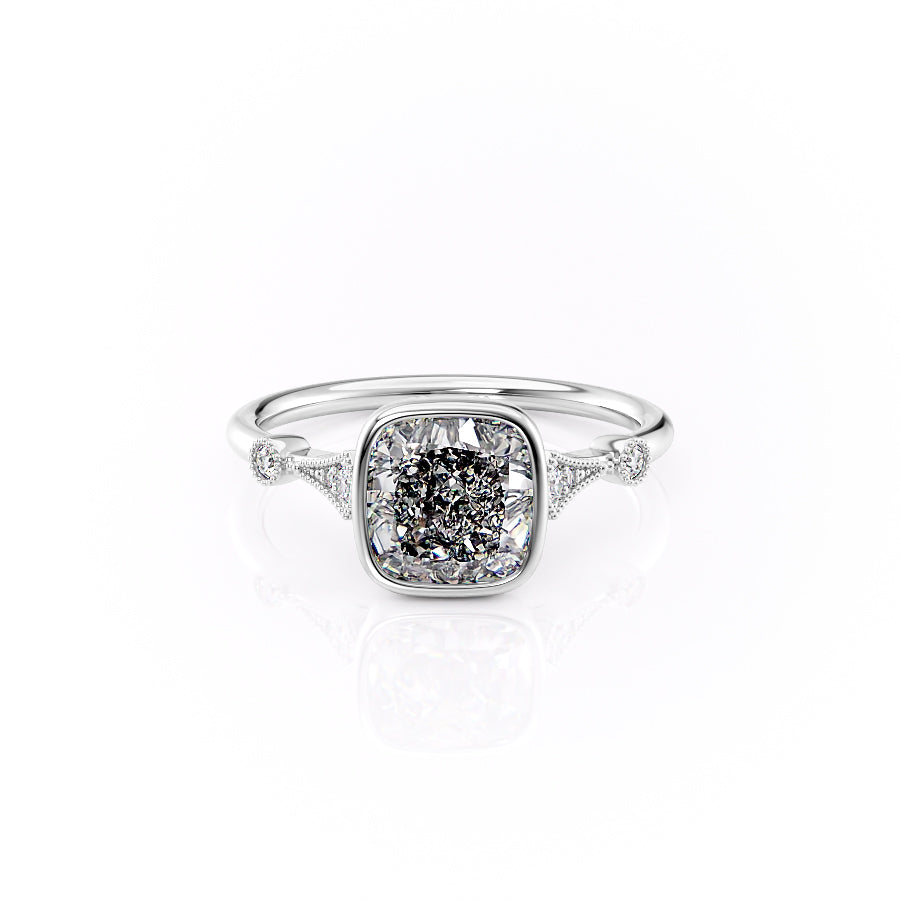 The Bezel Amber Set With A 1 Carat Cushion Moissanite