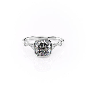 The Bezel Amber Set With A 1 Carat Cushion Moissanite