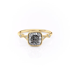 The Bezel Amber Set With A Cushion Moissanite