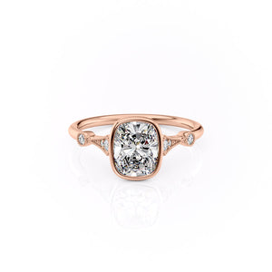 The Bezel Amber Set With A Elongated Cushion Moissanite