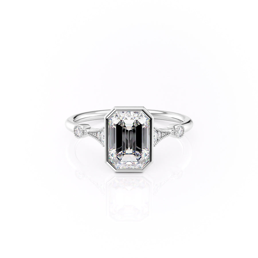 The Bezel Amber Set With A 1.5 Carat Emerald Moissanite
