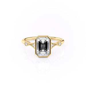 The Bezel Amber Set With A Emerald Moissanite