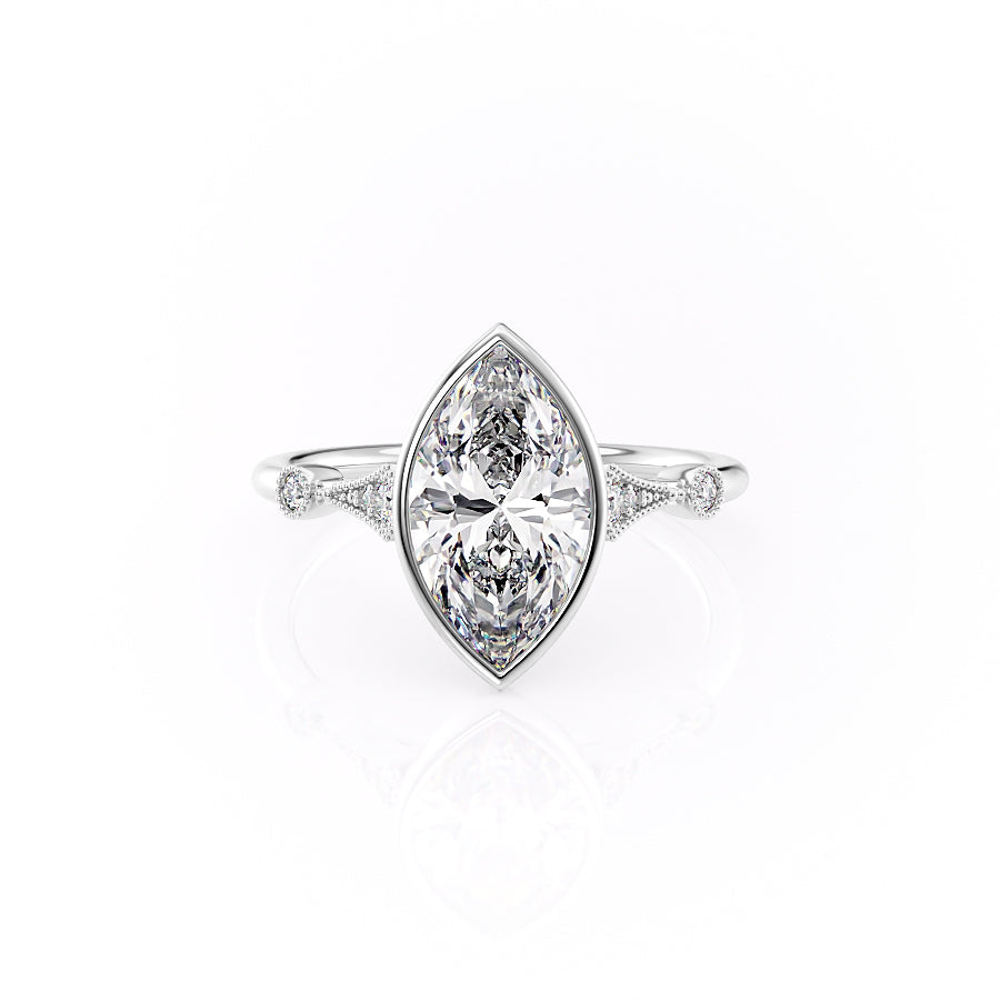 The Bezel Amber Set With A 1.5 Carat Marquise Moissanite