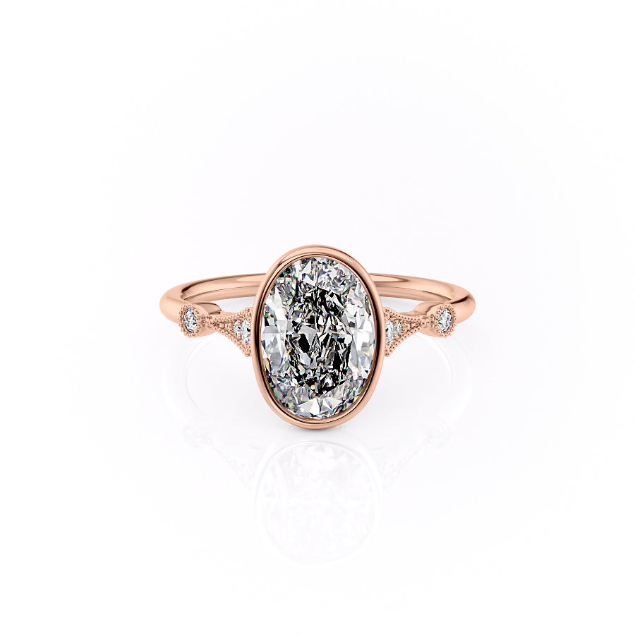 The Bezel Amber Set With A 1 Carat Oval Moissanite