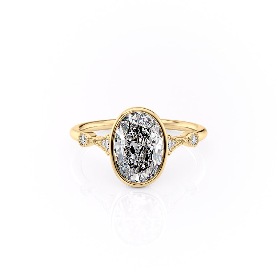 The Bezel Amber Set With A 1 Carat Oval Moissanite