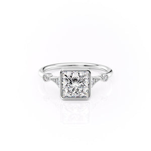 The Bezel Amber Set With A 1 Carat Princess Moissanite
