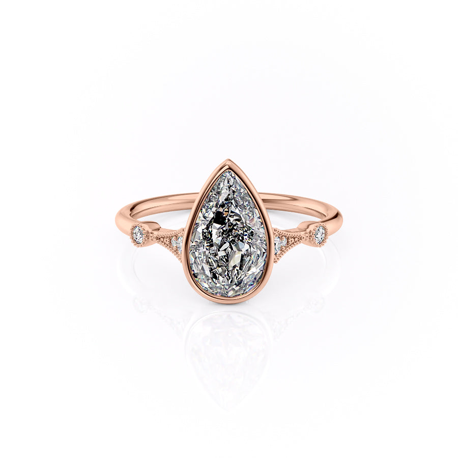The Bezel Amber Set With A 1.5 Carat Pear Moissanite