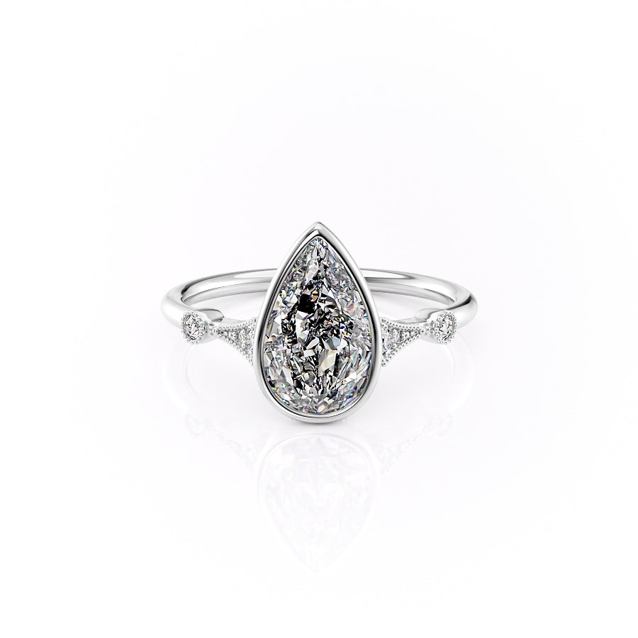 The Bezel Amber Set With A 1.5 Carat Pear Moissanite