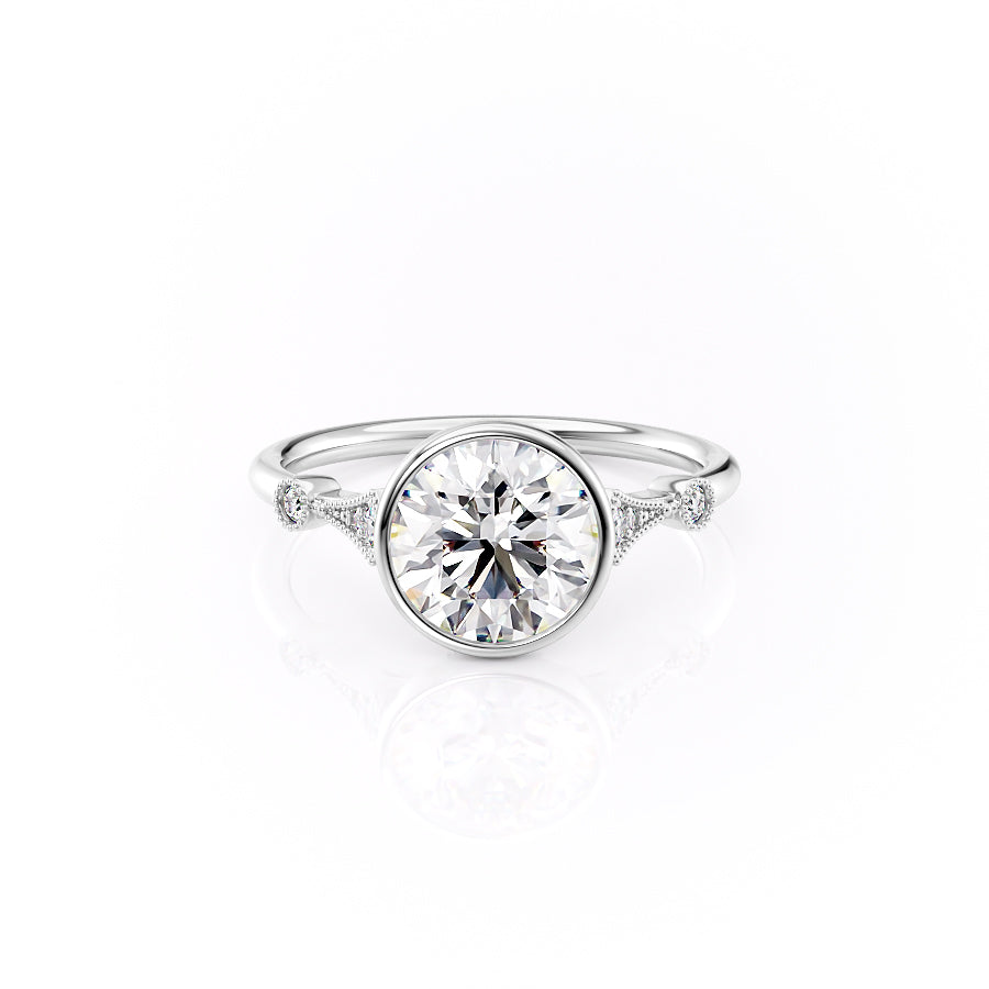 The Bezel Amber Set With A 1 Carat Round Moissanite