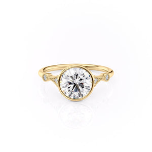 The Bezel Amber Set With A 1.5 Carat Round Moissanite