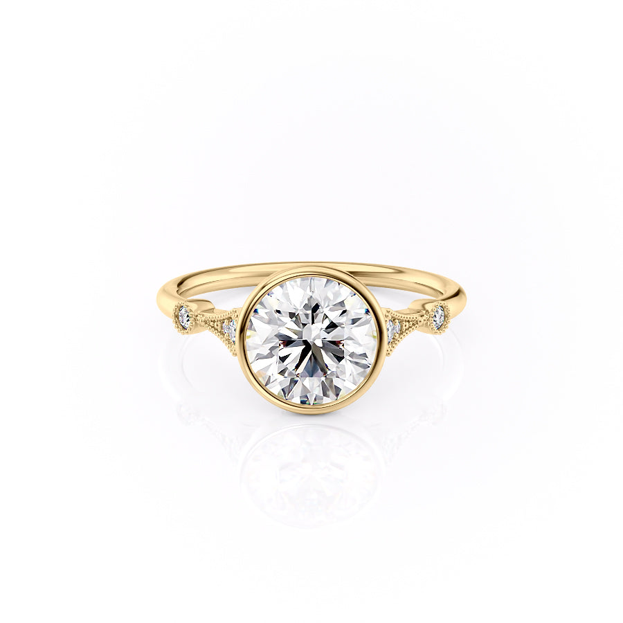 The Bezel Amber Set With A 1 Carat Round Moissanite