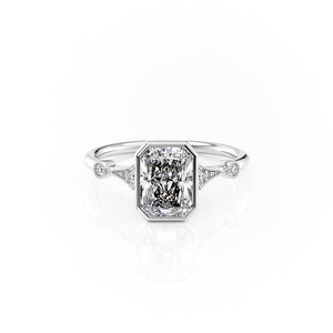 The Bezel Amber Set With A 1 Carat Radiant Moissanite