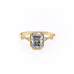 The Bezel Amber Set With A Radiant Moissanite