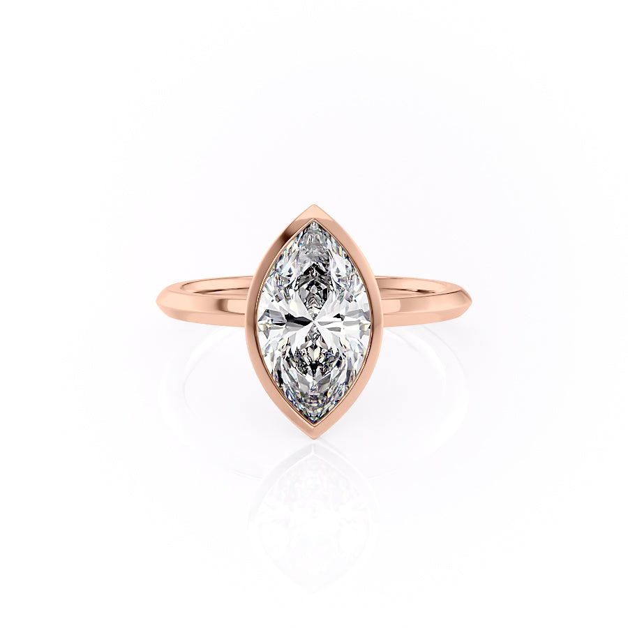 The Razor Bezel Kamellie Set With A 1.5 Carat Marquise Moissanite