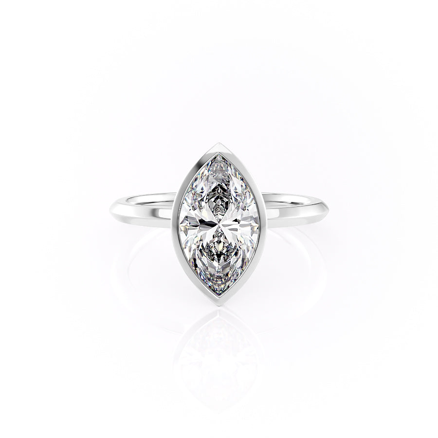 The Razor Bezel Kamellie Set With A 1 Carat Marquise Moissanite