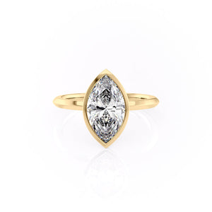 The Razor Bezel Kamellie Set With A Marquise Moissanite