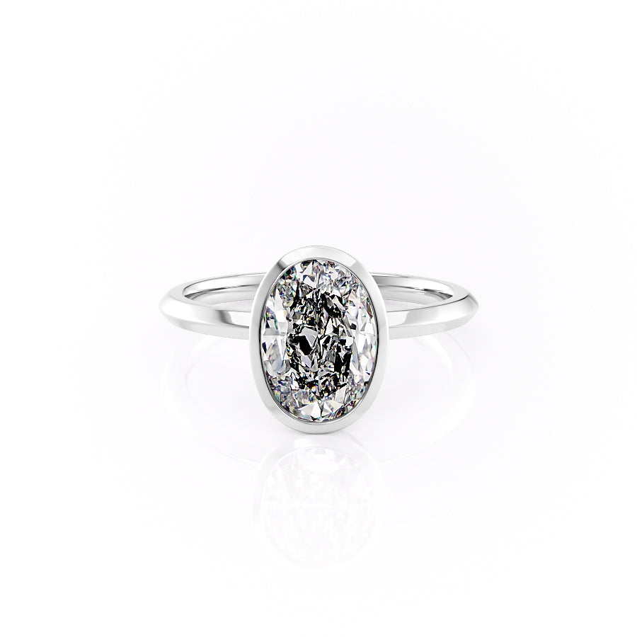 The Razor Bezel Kamellie Set With A 1 Carat Oval Moissanite