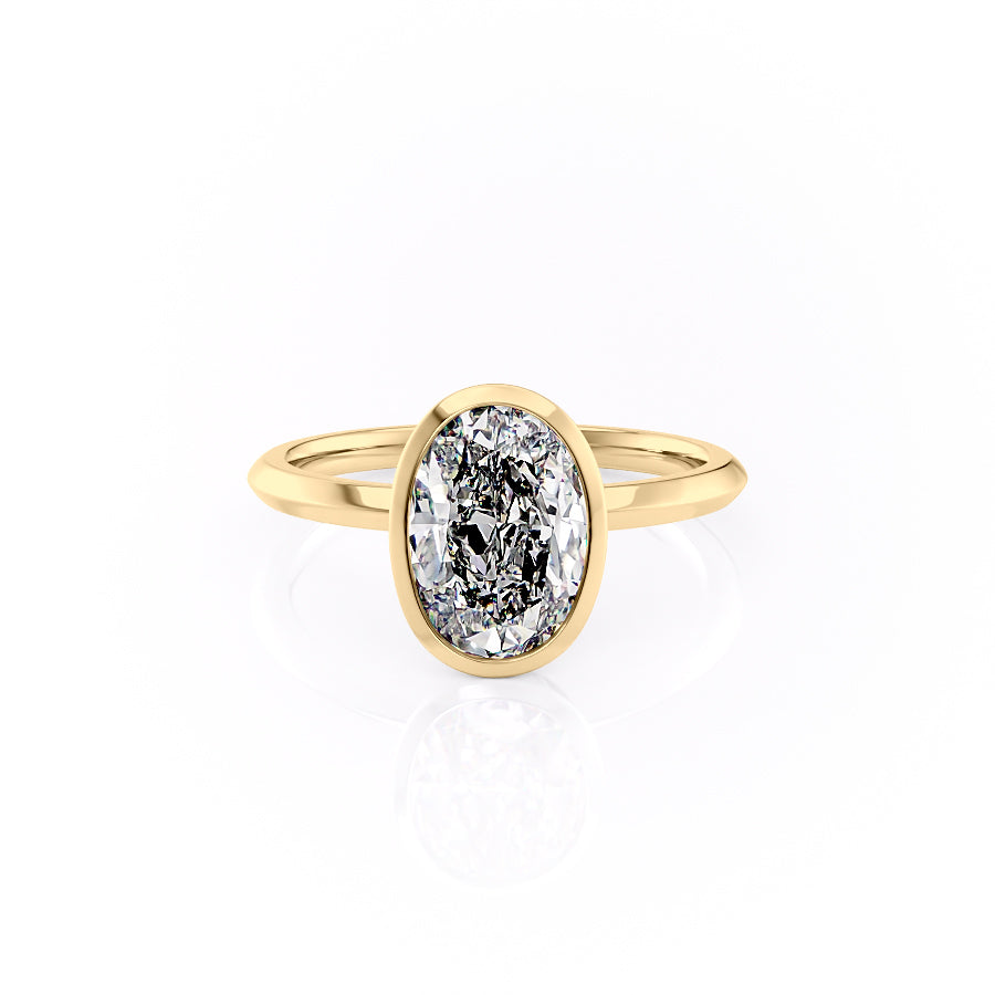 The Razor Bezel Kamellie Set With A 3 Carat Oval Moissanite