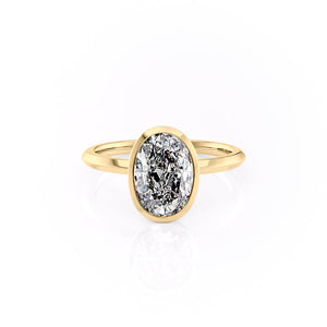 The Razor Bezel Kamellie Set With A 3 Carat Oval Moissanite