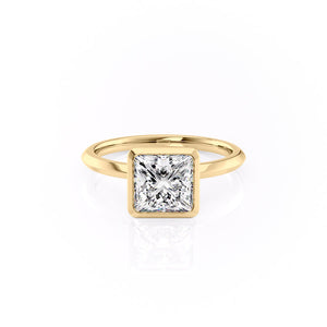 The Razor Bezel Kamellie Set With A 1.5 Carat Princess Moissanite