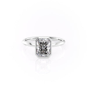 The Razor Bezel Kamellie Set With A 3 Carat Radiant Moissanite
