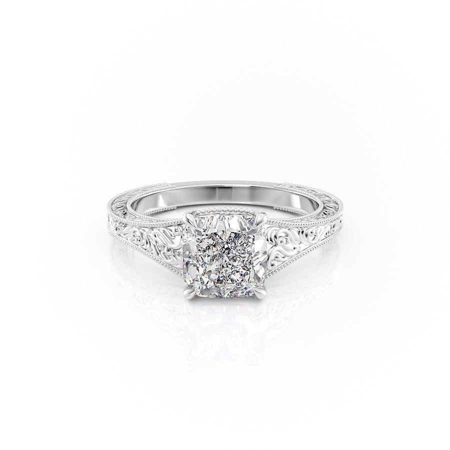 The Florence Set With A 4 Carat Cushion Moissanite
