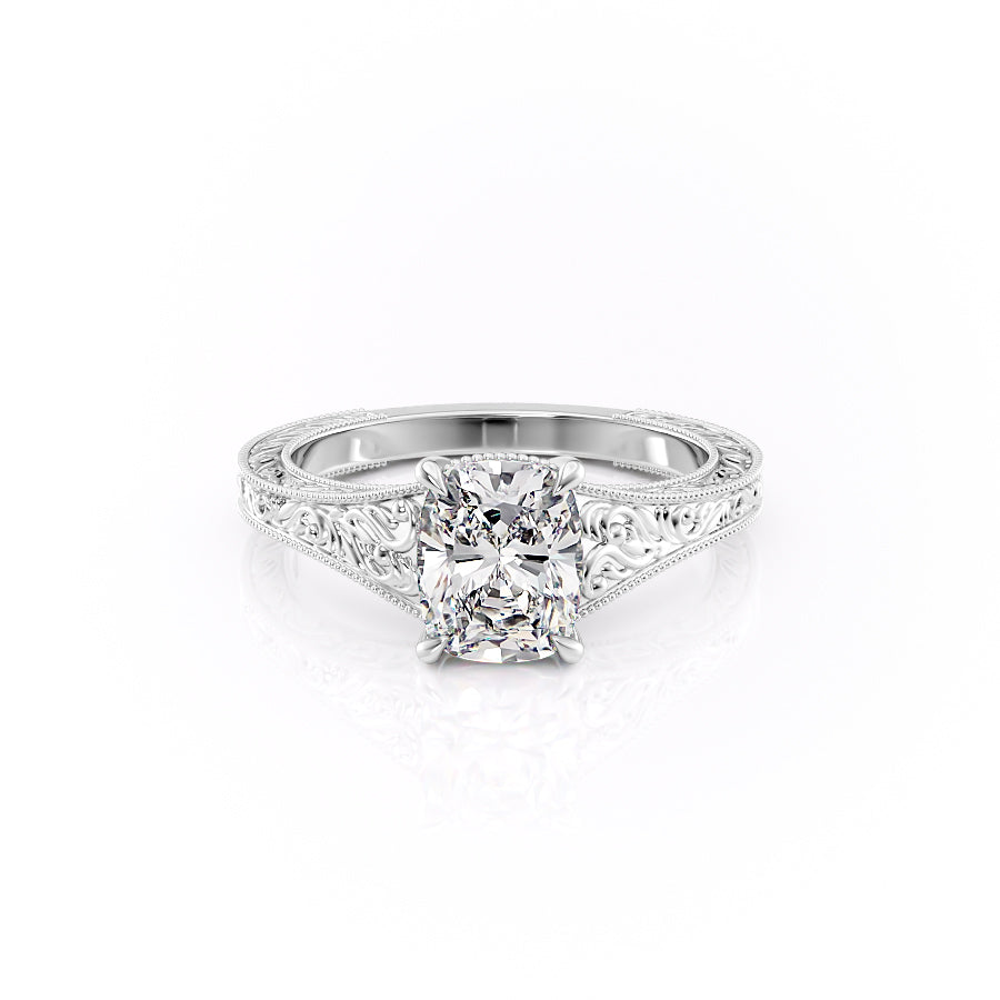 The Florence Set With A 4 Carat Elongated Cushion Moissanite