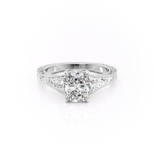 The Florence Set With A 1.5 Carat Elongated Cushion Moissanite