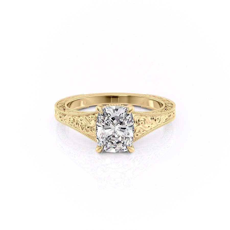 The Florence Set With A 3 Carat Elongated Cushion Moissanite