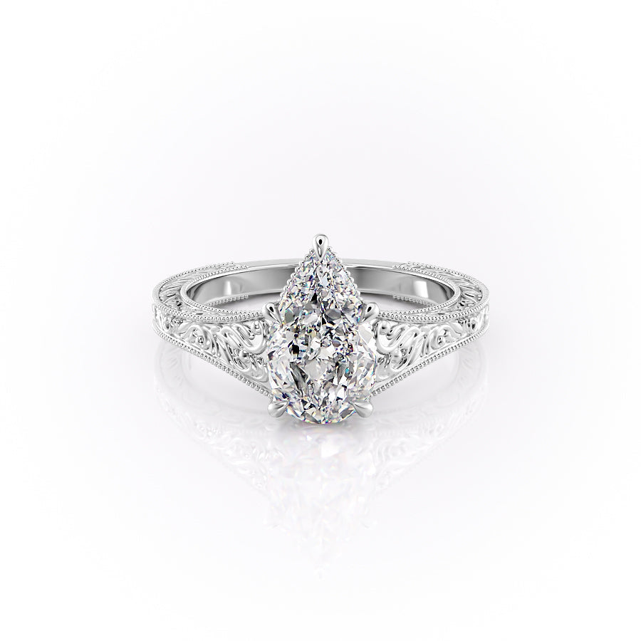 The Florence Set With A 1.5 Carat Pear Moissanite