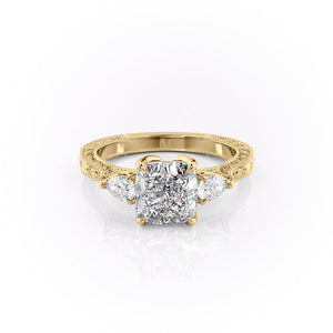 The Three Stone Sierra Set With A Cushion Moissanite