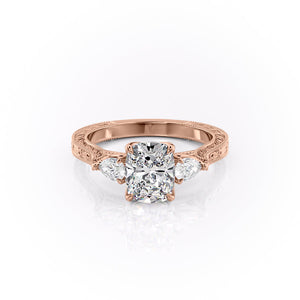 The Three Stone Sierra Set With A Elongated Cushion Moissanite
