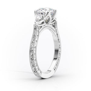 The Three Stone Sierra Set With A Elongated Cushion Moissanite