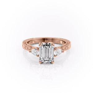 The Three Stone Sierra Set With A Emerald Moissanite