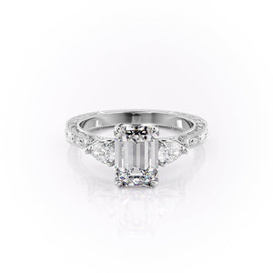 The Three Stone Sierra Set With A Emerald Moissanite