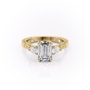 The Three Stone Sierra Set With A Emerald Moissanite