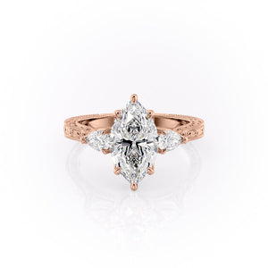 The Three Stone Sierra Set With A Marquise Moissanite