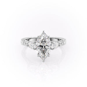 The Three Stone Sierra Set With A Marquise Moissanite