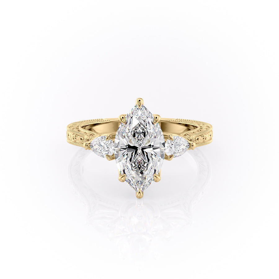 The Three Stone Sierra Set With A Marquise Moissanite